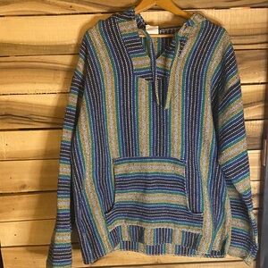 Molina Striped Multicolor Men's pullover Baja hooded Sweater size XL